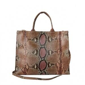 NEW SARAH STEWART women's adele handbag in brown multi python